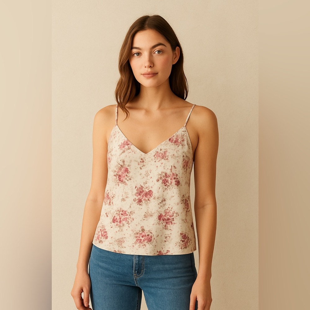 SOLD - Reformation | Coco Viscose Tank | Pink/White Floral | M